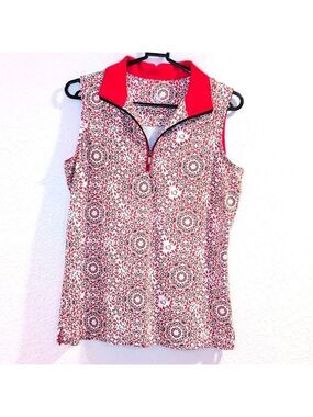 Tail Sports Top Size Medium,Redand White, Zipper On The Front, Sleeveless.